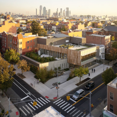 Greenpoint Library in Brooklyn, NY. Landscape designed by Scape Landscape Studio. Architecture by Marble Fairbanks.